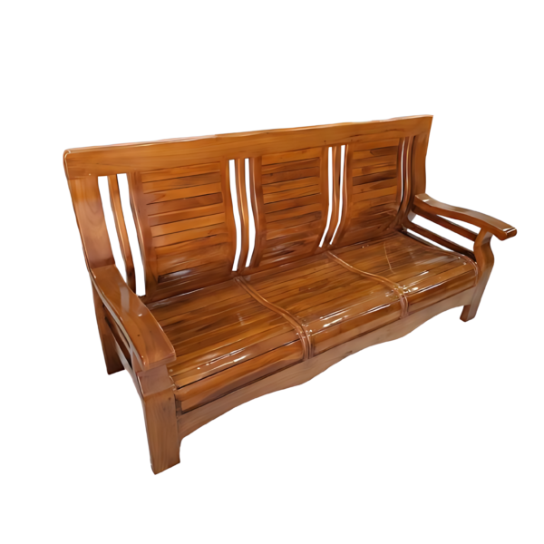 A teakwood sofa is a premium, durable piece of furniture made from high-quality teak wood, known for its rich golden-brown hue and natural resistance to moisture and insects. It features a robust frame with finely crafted details, offering a blend of elegance and longevity. The seating is usually cushioned for comfort, and the sofa's timeless design complements both traditional and modern interiors.
